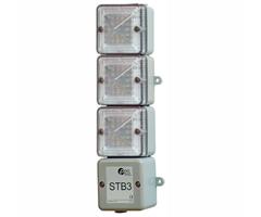 STB3DC024MS11242 E2S  LED Alarm Tower STB3DCG 24vDC [grey] with RED, AMBER &amp; GREEN LED Elements